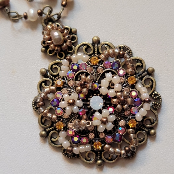 Vintage Cookie Lee Beaded Medallion Necklace - Picture 8 of 11